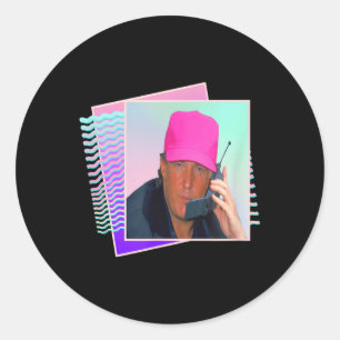 Adesivo Redondo Presidente Donald Trump Retro 80s 90s Gráfico