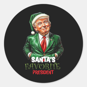 Adesivo Redondo Presidente Favorito do Papai Noel Engraçado Trump