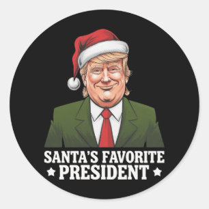 Adesivo Redondo Presidente Favorito do Papai Noel Roupa Engraçada