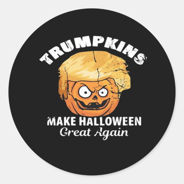 Adesivo Redondo Presidente Funny Trumpkins Halloween (Frente)