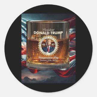 Adesivo Redondo Presidente Homenagem Donald Trump Inauguração Gl