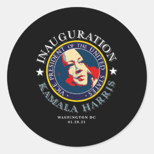Adesivo Redondo Presidente Kamala Harris Inauguração Dia 2021 Pres
