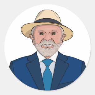 Adesivo Redondo Presidente Lula da Silva Arte - Líder Brasileiro P