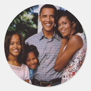 Adesivo Redondo Presidente Obama Primeiro Família