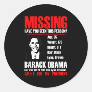Adesivo Redondo Presidente Obama T Shirt ausente