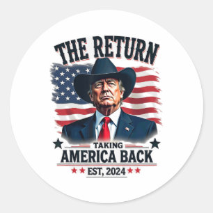Adesivo Redondo Presidente Patriótico Donald Trump Cowboy Assumind