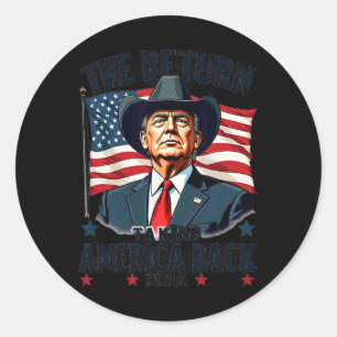 Adesivo Redondo Presidente Patriótico Donald Trump Cowboy Assumind