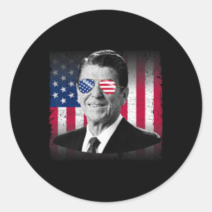 Adesivo Redondo Presidente Reagan Bandeira EUA Patriótico American