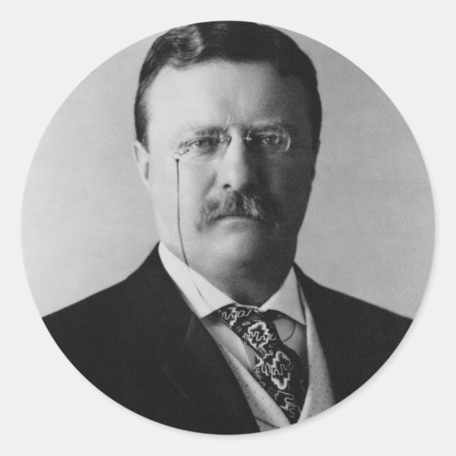 Adesivo Redondo Presidente Theodore Roosevelt Portrait (Frente)