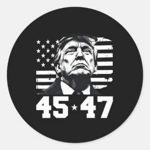 Adesivo Redondo Presidente Trump 45 47 Vance da bandeira americana