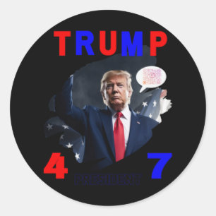 Adesivo Redondo Presidente Trump #47