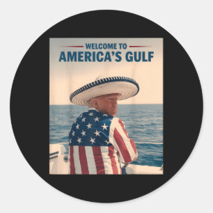 Adesivo Redondo Presidente Trump Americas Golfo México Sombrero Am