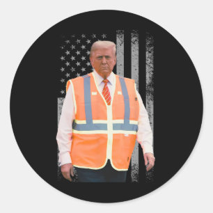 Adesivo Redondo Presidente Trump Caminhão de Lixo Trabalhador Cole