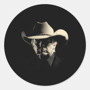 Adesivo Redondo Presidente Trump Head Cowboy Eua 2024 Votação