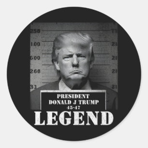 Adesivo Redondo Presidente Trump Legend Mugshot