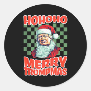 Adesivo Redondo Presidente Trump Natal Ho Ho Ho Feliz Trumpmas