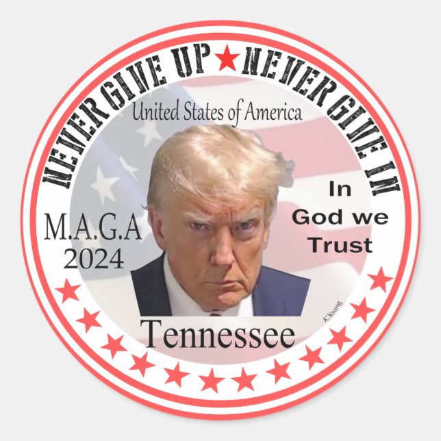 Adesivo Redondo Presidente Trump para Tennessee, Sticker (Frente)