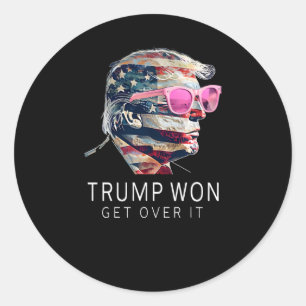 Adesivo Redondo Presidente Trump Rosa Engraçado Com Bandeira Ameri