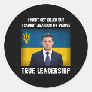 Adesivo Redondo Presidente Volodymyr Zelensky Ucrânia Bandeira Ucr