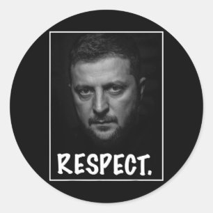 Adesivo Redondo Presidente Zelensky Retrato Respeito Apoio Ucrânia