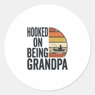 Adesivo Redondo Preso Em Ser Avô Pesca Desenho Vetorial Retro
