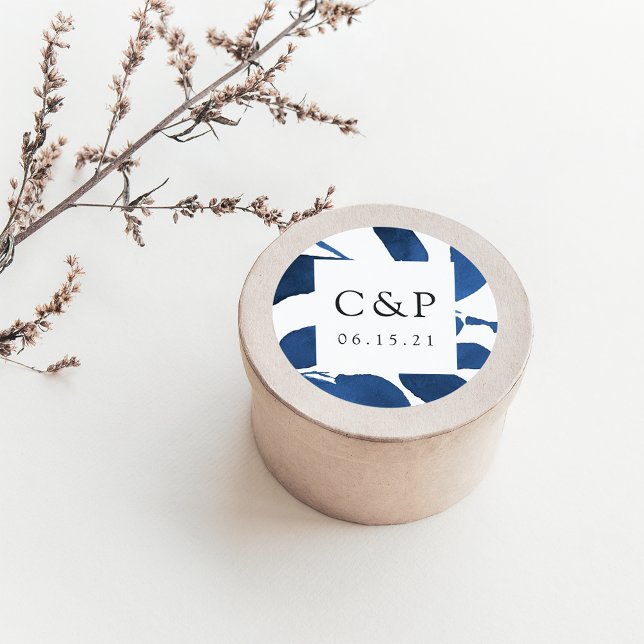 Adesivo Redondo Pressed Botanical Wedding Monogram (Criador carregado)