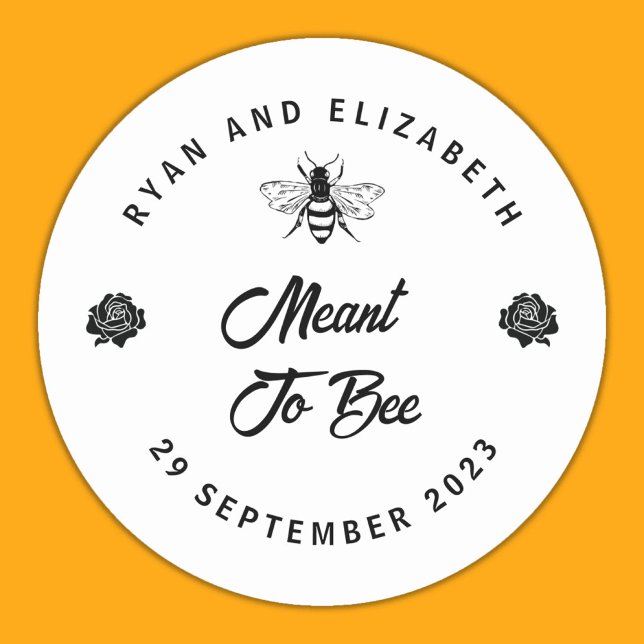 Adesivo Redondo Pretende Ser Um Favor De Mel De Casamento (Meant To Bee Wedding Honey Favor Classic Round Sticker)