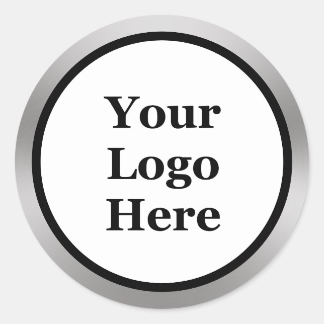 Adesivo Redondo Preto, branco e prenda seu logotipo aqui Modelo (Frente)