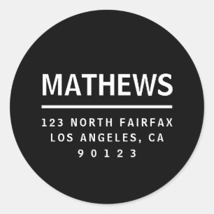 Adesivo Redondo Preto & Branco   Endereço de devolução em negrito 