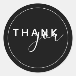 Adesivo Redondo Preto Branco Mínimo Elegante Obrigado