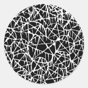 Adesivo Redondo preto branco pingando pentagrama grunge punk