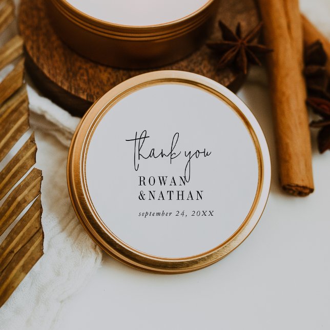 Adesivo Redondo Preto-chico moderno e branco obrigado palitos (Criador carregado)