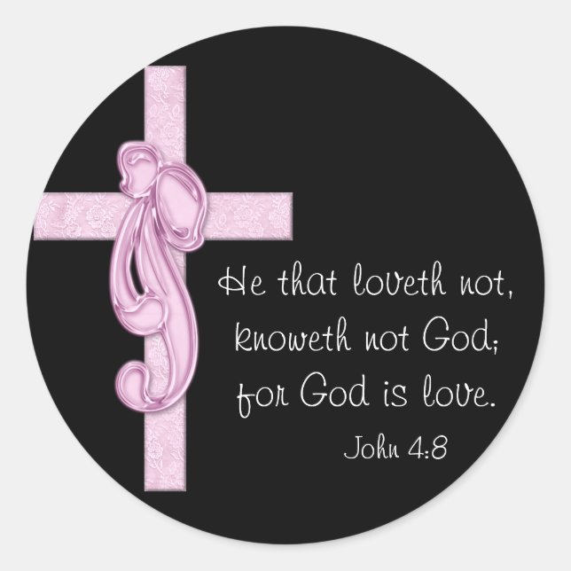 Adesivo Redondo Preto com Arco e cruz rosa (Frente)