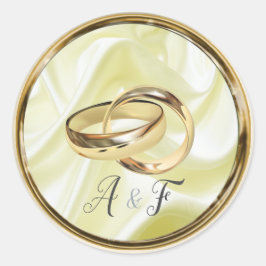 Adesivo Redondo Preto com Dourado na Seda de Champanhe