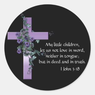 Adesivo Redondo Preto com Flores Roxas