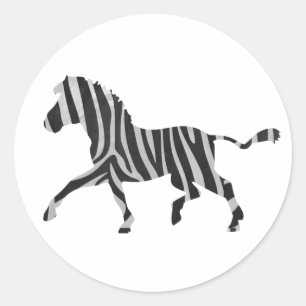 Adesivo Redondo Preto da zebra e luz - silhueta cinzenta