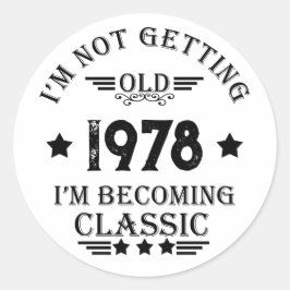 Adesivo Redondo Preto de presente de aniversário de vintage person