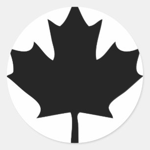 Adesivo Redondo preto do ícone da folha de bordo de Canadá