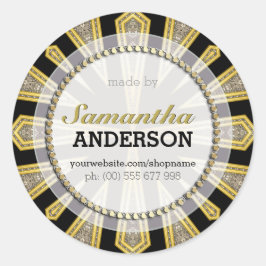Adesivo Redondo Preto Dourado à moda de ArtDeco feito por