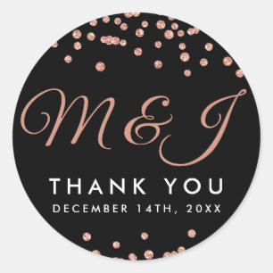 Adesivo Redondo Preto Dourado cor-de-rosa dos confetes do brilho