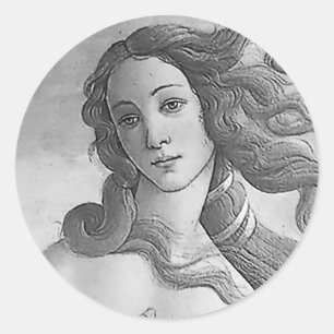 Adesivo Redondo Preto e branco - Birh de Venus, deusa