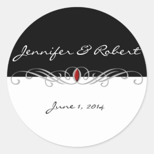 Adesivo Redondo Preto e branco com selo do envelope do acento do