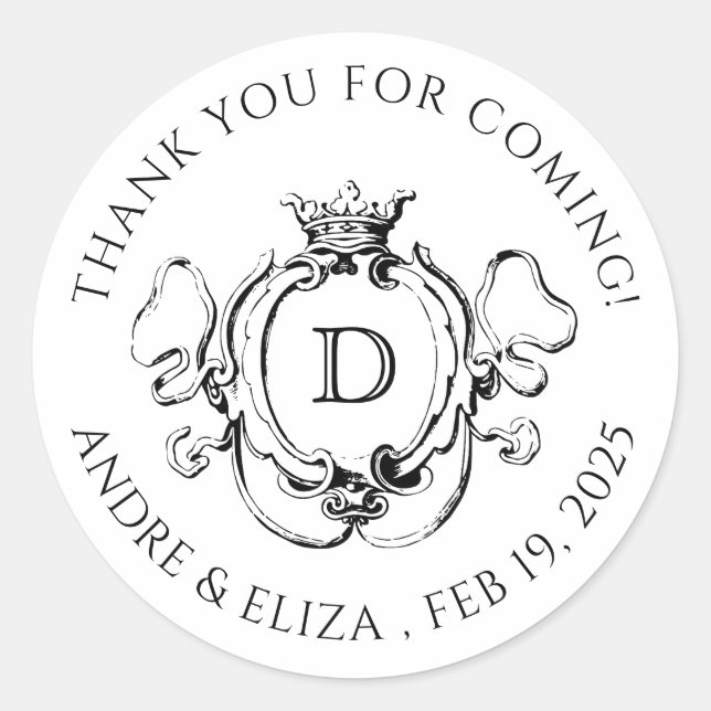 Adesivo Redondo Preto e Branco do Crest Formal (Frente)