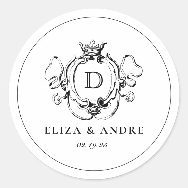 Adesivo Redondo Preto e Branco do Crest Formal (Frente)