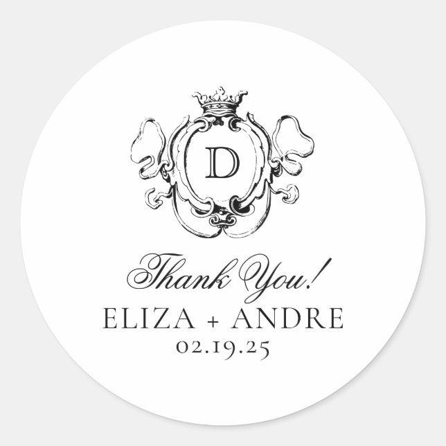 Adesivo Redondo Preto e Branco do Crest Formal (Frente)