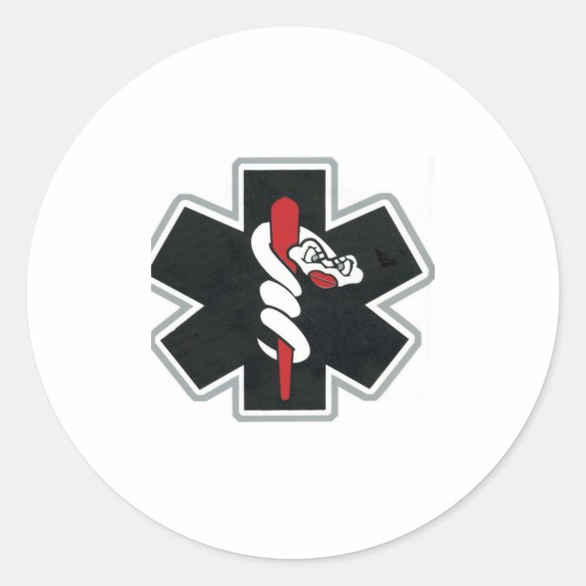 Adesivo Redondo preto e branco e vermelho (Frente)