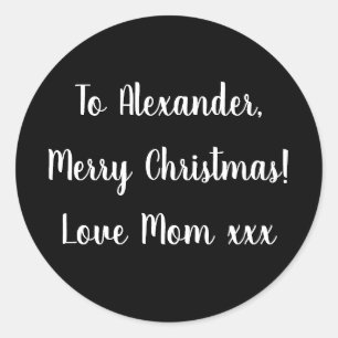Adesivo Redondo Preto e branco Feliz Natal da mamãe