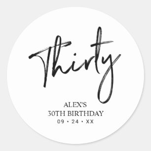 Adesivo Redondo Preto e Branco   Letreiro Agradecimento de Anivers