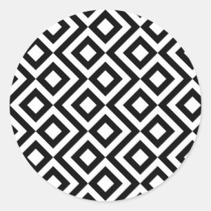 Adesivo Redondo Preto e Branco Meander
