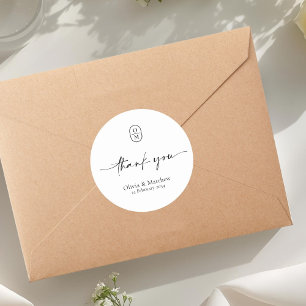 Adesivo Redondo Preto e Branco   Monograma de Casamento Chic & Mod